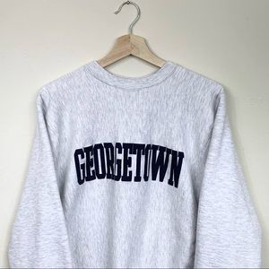 Vintage 90’s Reverse Weave Georgetown University Spellout Logo Crewneck